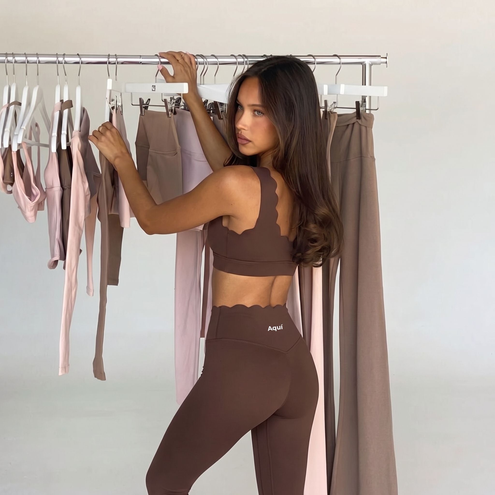 BROWN PETAL CROSS BACK SPORTS BRA