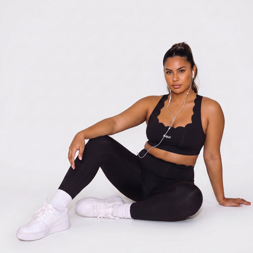 BLACK PETAL CROSS BACK SPORTS BRA