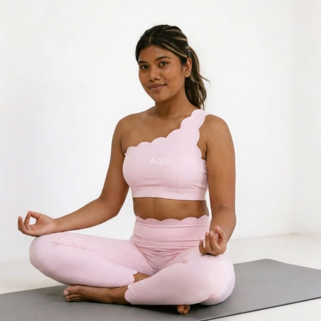 PINK PETAL ONE SHOULDER SPORTS BRA