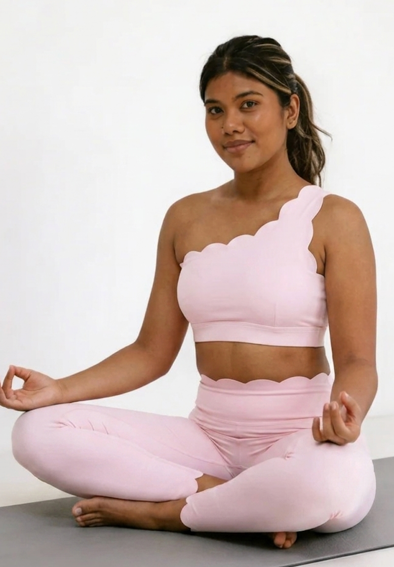 PINK PETAL ONE SHOULDER SPORTS BRA