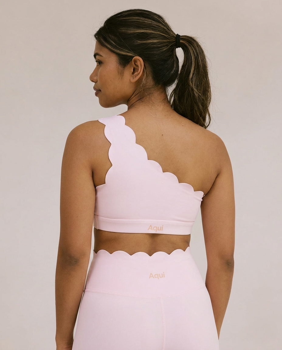 PINK PETAL ONE SHOULDER SPORTS BRA