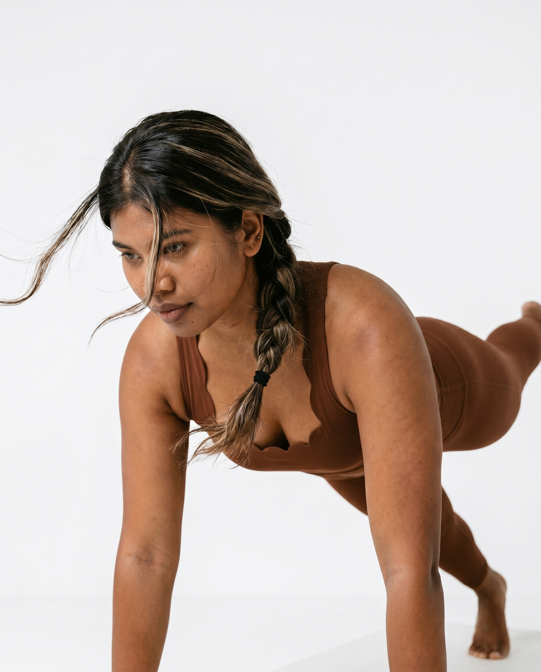 BROWN PETAL CROSS BACK SPORTS BRA