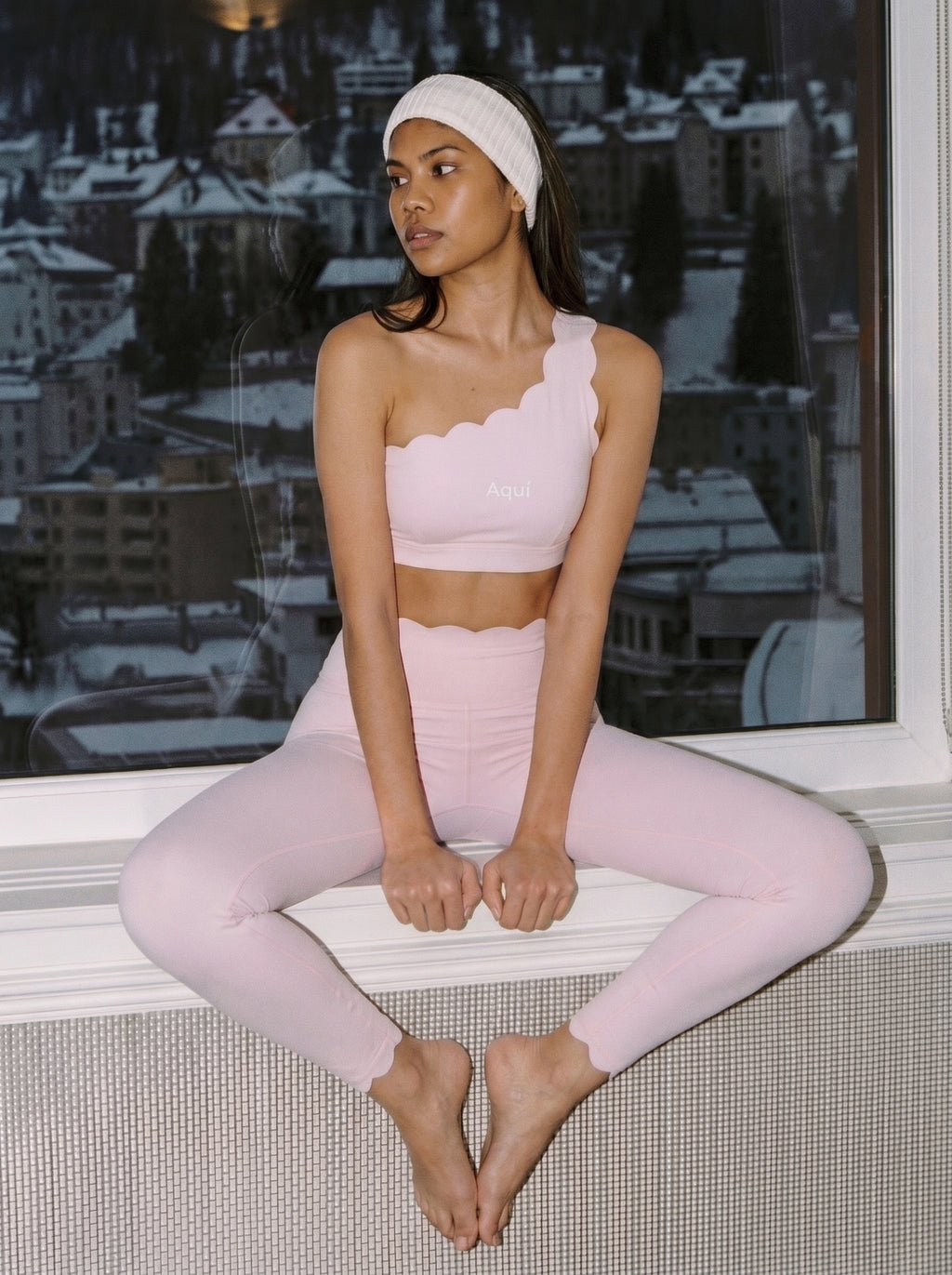 PINK PETAL ONE SHOULDER SPORTS BRA