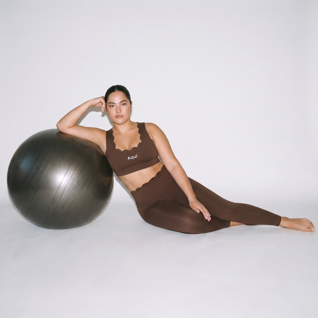 BROWN PETAL CROSS BACK SPORTS BRA